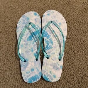 Blue Tie-Dye Flip Flops